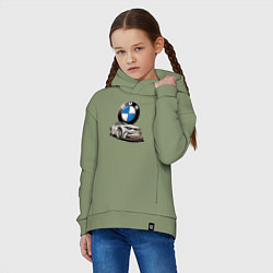 Толстовка оверсайз детская BMW оскал, цвет: авокадо — фото 2
