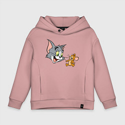 Толстовка оверсайз детская Tom & Jerry, цвет: пыльно-розовый