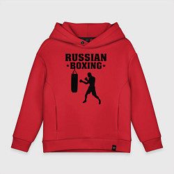 Толстовка оверсайз детская Russian Boxing, цвет: красный