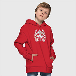 Толстовка оверсайз детская Skeleton, цвет: красный — фото 2