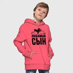 Толстовка оверсайз детская Любимый сын-авиатор, цвет: коралловый — фото 2