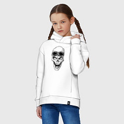 Толстовка оверсайз детская Skull and glasses, цвет: белый — фото 2