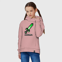 Толстовка оверсайз детская МЕЧ MINECRAFT, цвет: пыльно-розовый — фото 2