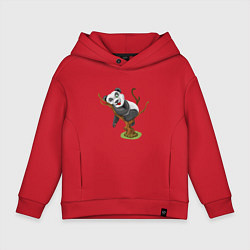 Толстовка оверсайз детская Смешная панда, цвет: красный