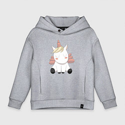 Толстовка оверсайз детская Милый единорог, цвет: меланж