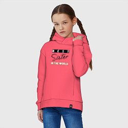 Толстовка оверсайз детская Best Sister in the World, цвет: коралловый — фото 2