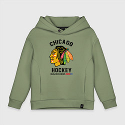 Толстовка оверсайз детская CHICAGO BLACKHAWKS NHL, цвет: авокадо