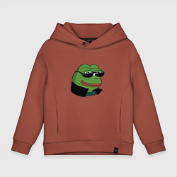 Толстовка оверсайз детская Pepe в очках EZ, цвет: кирпичный