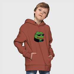 Толстовка оверсайз детская Pepe в очках EZ, цвет: кирпичный — фото 2
