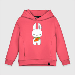 Толстовка оверсайз детская Зайчик с морковкой, цвет: коралловый