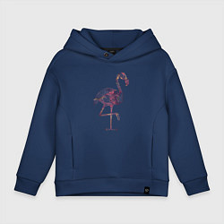 Толстовка оверсайз детская Узорчатый фламинго, цвет: тёмно-синий