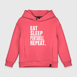 Толстовка оверсайз детская EAT SLEEP PENTAKILL REPEAT, цвет: коралловый
