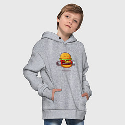 Толстовка оверсайз детская Бургер на спорте, цвет: меланж — фото 2