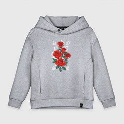 Толстовка оверсайз детская РОЗЫ ROSES SMOKE, цвет: меланж