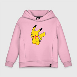 Толстовка оверсайз детская Уставший Пикачу, цвет: светло-розовый