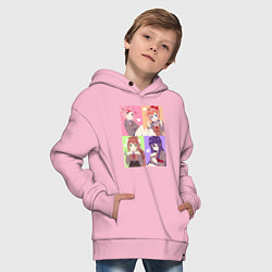 Толстовка оверсайз детская Girls Doki Doki коллаж, цвет: светло-розовый — фото 2