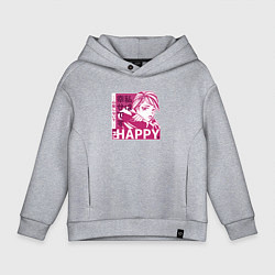 Толстовка оверсайз детская Happy Sad Anime Girl Kanji, цвет: меланж