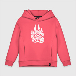 Толстовка оверсайз детская Символ Велеса Медвежья лапа, цвет: коралловый