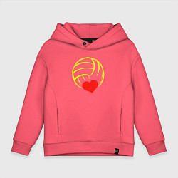 Толстовка оверсайз детская Volleyball Heart, цвет: коралловый