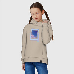 Толстовка оверсайз детская Vaporwave Аниме Пейзаж, цвет: миндальный — фото 2