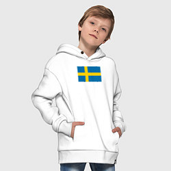 Толстовка оверсайз детская Швеция Флаг Швеции, цвет: белый — фото 2