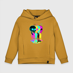 Толстовка оверсайз детская 4 ЧЕРЕПА SKULLS NEON, цвет: горчичный