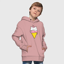 Толстовка оверсайз детская Ice Cream Cat, цвет: пыльно-розовый — фото 2