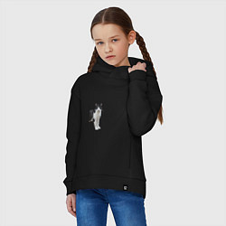 Толстовка оверсайз детская Смотрящая кошка, цвет: черный — фото 2