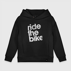 Толстовка оверсайз детская Ride the bike, цвет: черный