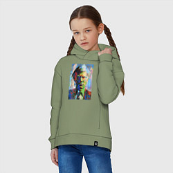 Толстовка оверсайз детская Портрет Энди Уорхола, цвет: авокадо — фото 2