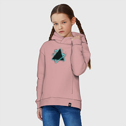 Толстовка оверсайз детская Треугольник неон, цвет: пыльно-розовый — фото 2
