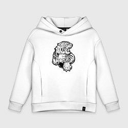 Толстовка оверсайз детская Белый Тигр, цвет: белый