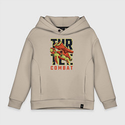 Толстовка оверсайз детская Черепаха комбат, цвет: миндальный