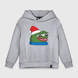 Толстовка оверсайз детская Pepe, pepe happy, Пепе хеппи, pepe happy new year, цвет: меланж