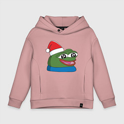 Толстовка оверсайз детская Pepe, pepe happy, Пепе хеппи, pepe happy new year, цвет: пыльно-розовый