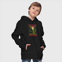 Толстовка оверсайз детская Рождественский свитер Скептическая змея, цвет: черный — фото 2