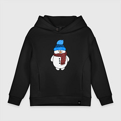 Толстовка оверсайз детская Снеговик в шапочке, цвет: черный