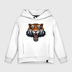 Толстовка оверсайз детская Scary Tiger, цвет: белый