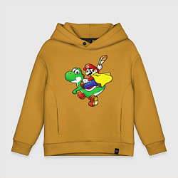 Толстовка оверсайз детская Yoshi&Mario, цвет: горчичный