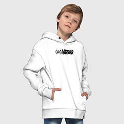 Толстовка оверсайз детская Линкин Парк Лого ЧБ Рок Linkin Park, цвет: белый — фото 2