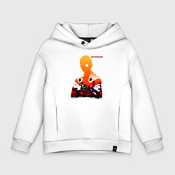 Толстовка оверсайз детская Бой Сайтама и Бороса One Punch-Man, цвет: белый