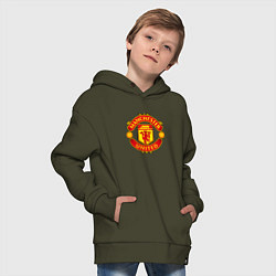 Толстовка оверсайз детская Манчестер Юнайтед логотип, цвет: хаки — фото 2