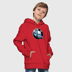 Толстовка оверсайз детская BMW самая престижная марка автомобиля, цвет: красный — фото 2