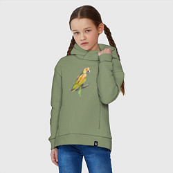 Толстовка оверсайз детская Любимый попугай, цвет: авокадо — фото 2