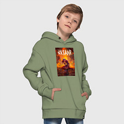 Толстовка оверсайз детская Джинкс объятая пламенем Аркейн Лига легенд, цвет: авокадо — фото 2