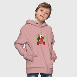 Толстовка оверсайз детская Christmas Unicorn, цвет: пыльно-розовый — фото 2