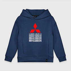 Толстовка оверсайз детская MITSUBISHI МИЦУБИСИ МИТСУБИСИ МИЦУБИШИ LOGO STYLE, цвет: тёмно-синий