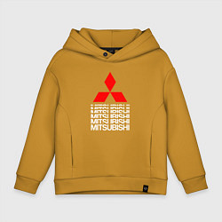 Толстовка оверсайз детская MITSUBISHI МИЦУБИСИ МИТСУБИСИ МИЦУБИШИ LOGO STYLE, цвет: горчичный