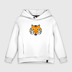Толстовка оверсайз детская Тигр логотип, цвет: белый