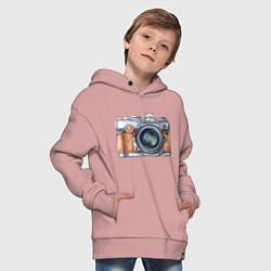 Толстовка оверсайз детская Ретро фотокамера, цвет: пыльно-розовый — фото 2